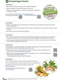 Arbeitsblatt mit Zusatzfragen zu Zucker.