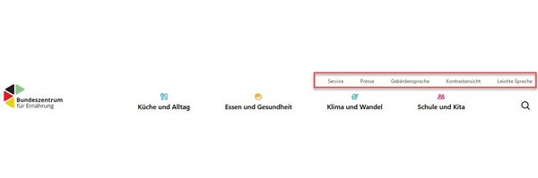 Screenshot der Kopfzeile graue Navigation auf bzfe.de