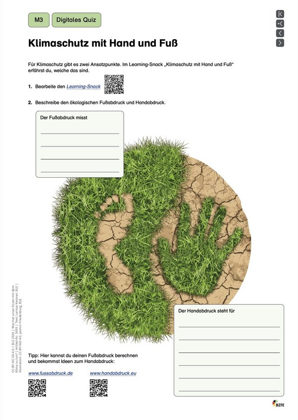 Arbeitsblatt "Klimaschutz mit Hand und Fuß"