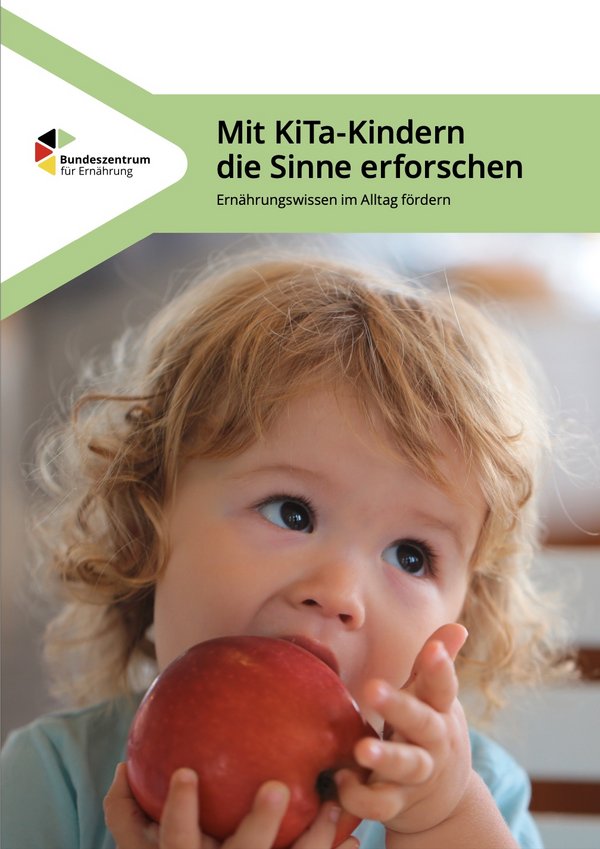 Titelbild der Broschüre "Mit KiTa-Kindern die Sinne erforschen"