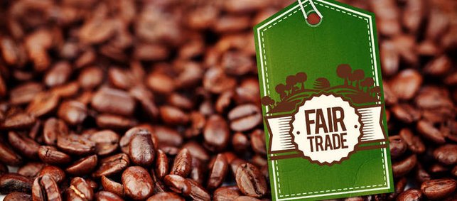 Fair-Handels-Siegel auf Kaffeebohnen
