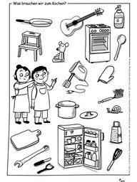 Ausmalbild zum Thema Kochen.