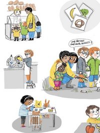 Illustrationen aus der Broschüre Den Essalltag mit Kindern gestalten.