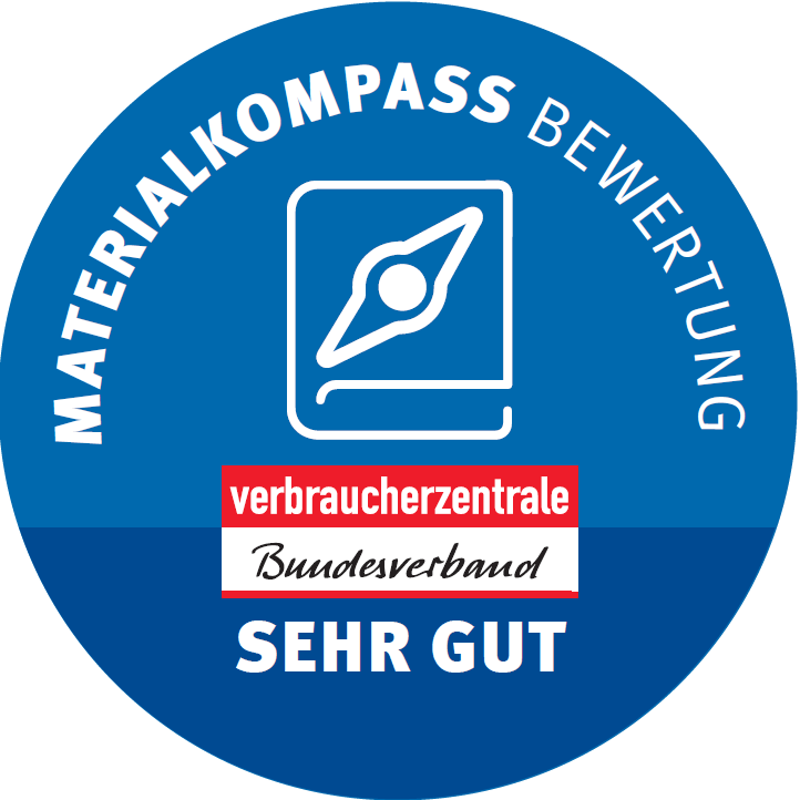 Qualitätssiegel Materialkompass Sehr gut.