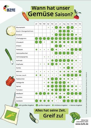 Ausschnitt aus der Infografik "Wann hat unser Gemüse Saison?" im Hochformat