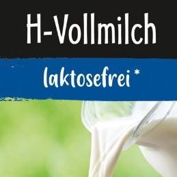 Ausschnitt einer Milchverpackung mit der Aufschrift H-Vollmilch lactosefrei.