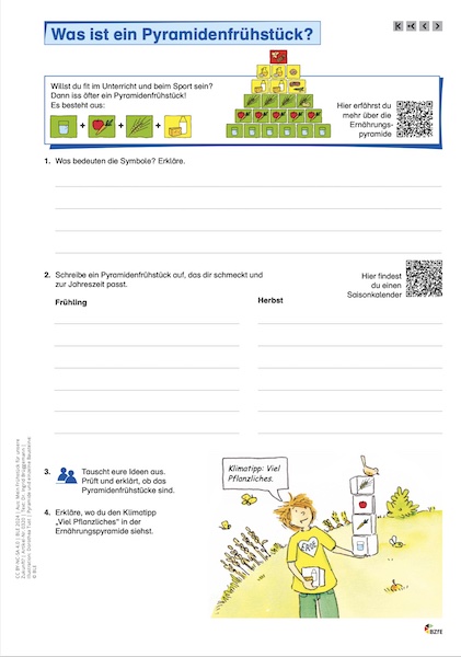 Arbeitsblatt zum Pyramidenfrühstück